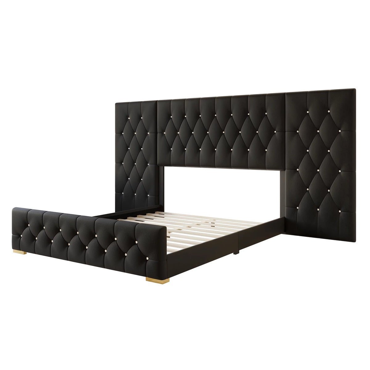 Black Velvet Tufted Platform Bed King F227125