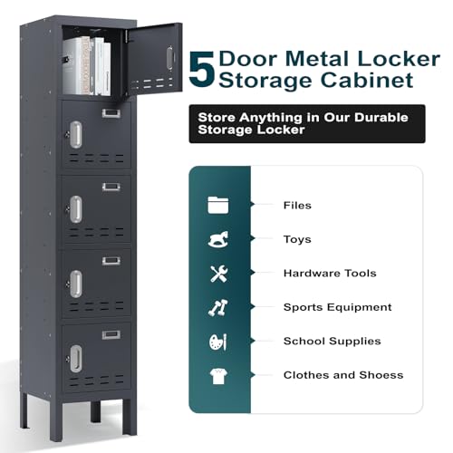 Metal Storage Locker with Door, Card Slot, 66" Height Steel Locker G612730