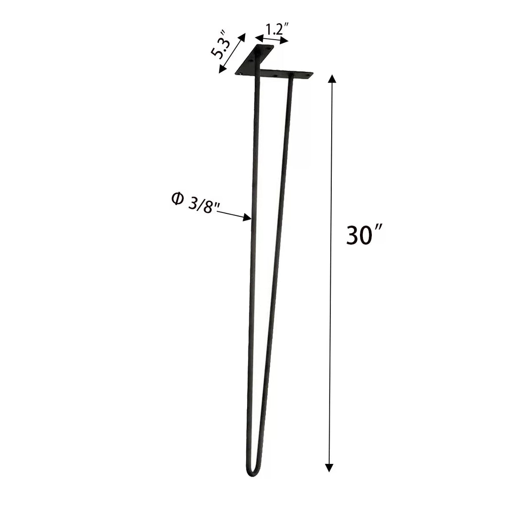 30" Heavy Duty Set Of 4 Black Hairpin Table Legs B3612