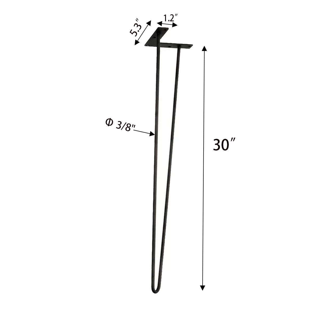 30" Heavy Duty Set Of 4 Black Hairpin Table Legs B3612