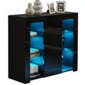 Black Modern Buffet Cabinet with LED Light and Drawer S878