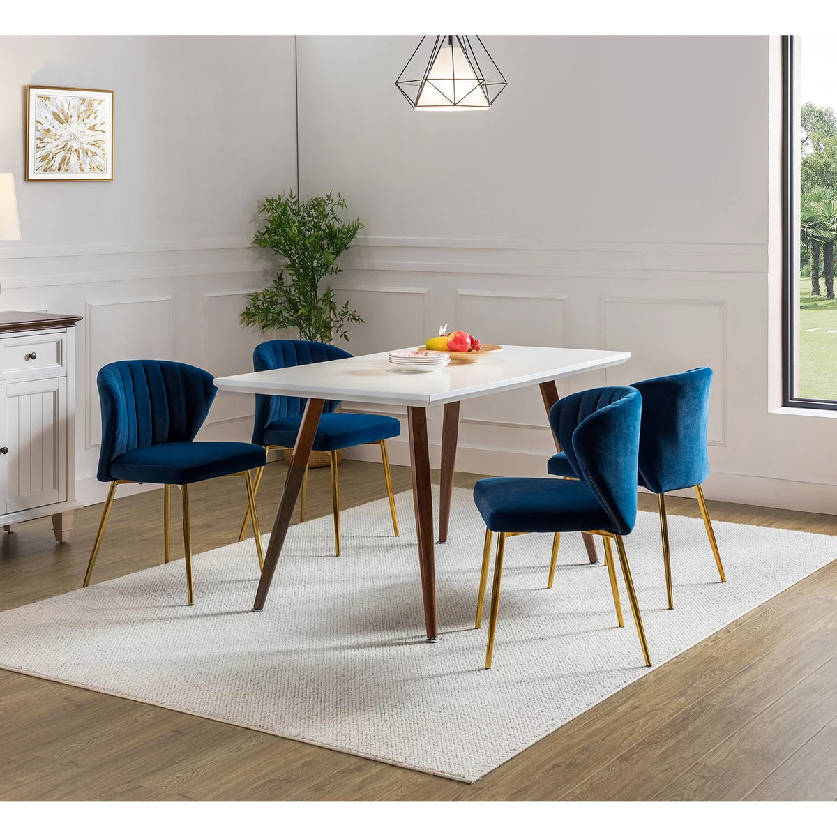 Navy Velvet Upholstered Dining Chair E35235