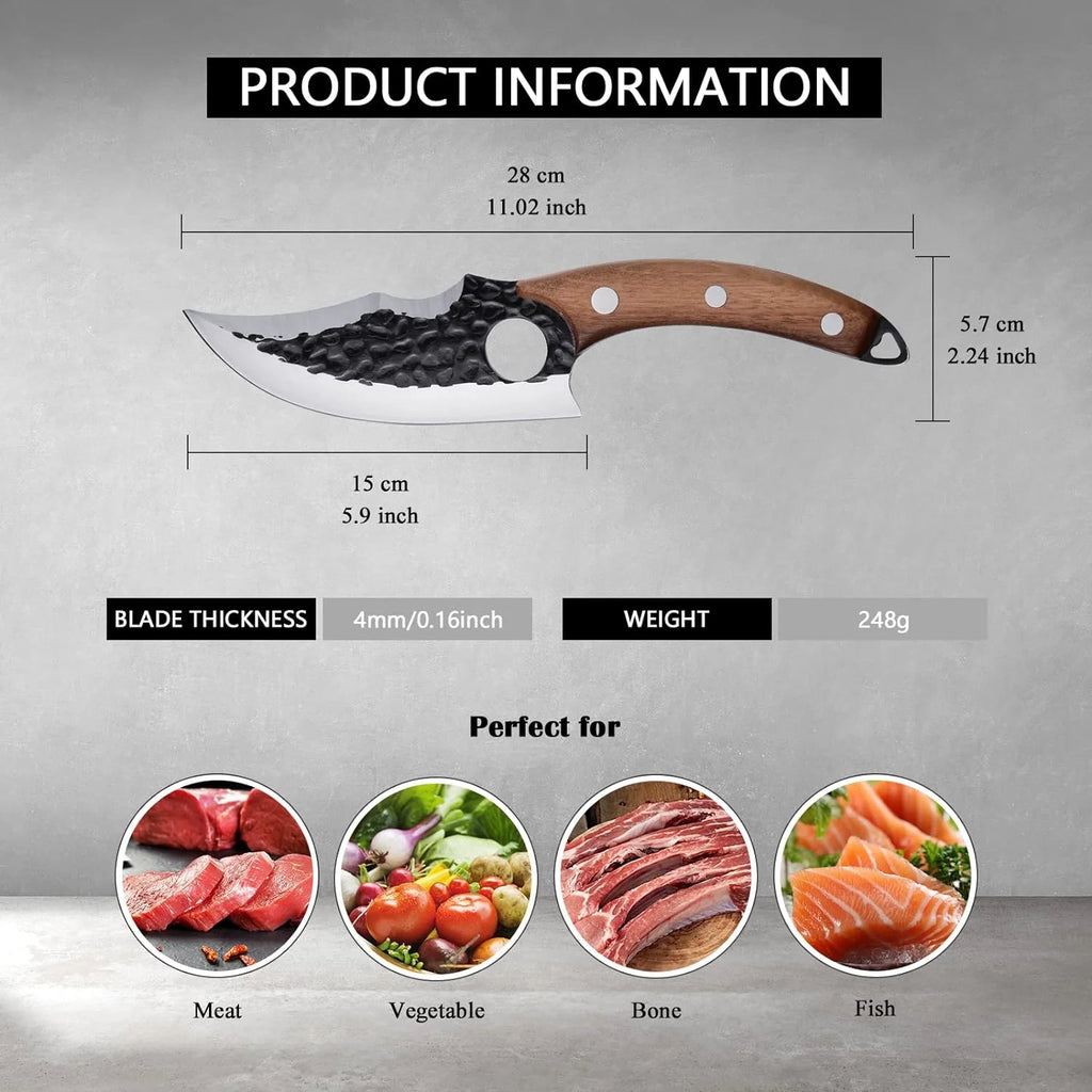 6 Inch High Carbon Steel Meat Cleaver Boning Knife with Sheath E791
