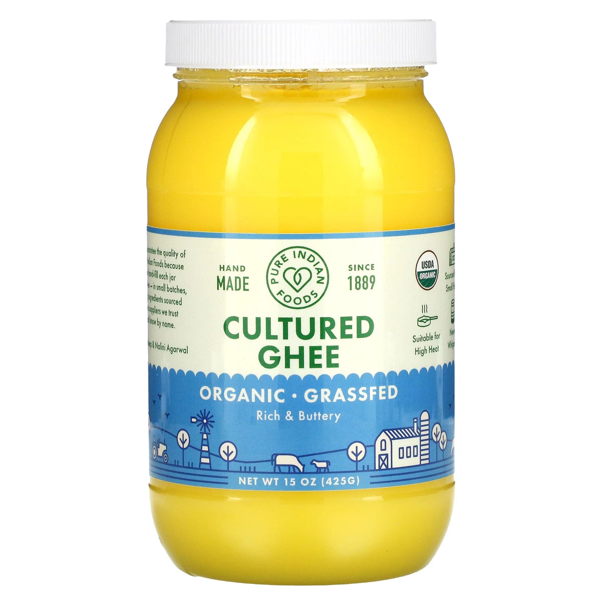 Organic Grass-Fed Cultured Ghee 15 oz Pack of 4 Z434