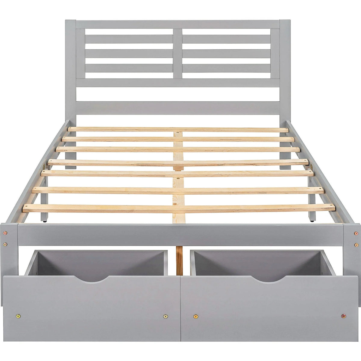 Full Size Platform Bed with Drawers Gray F3263
