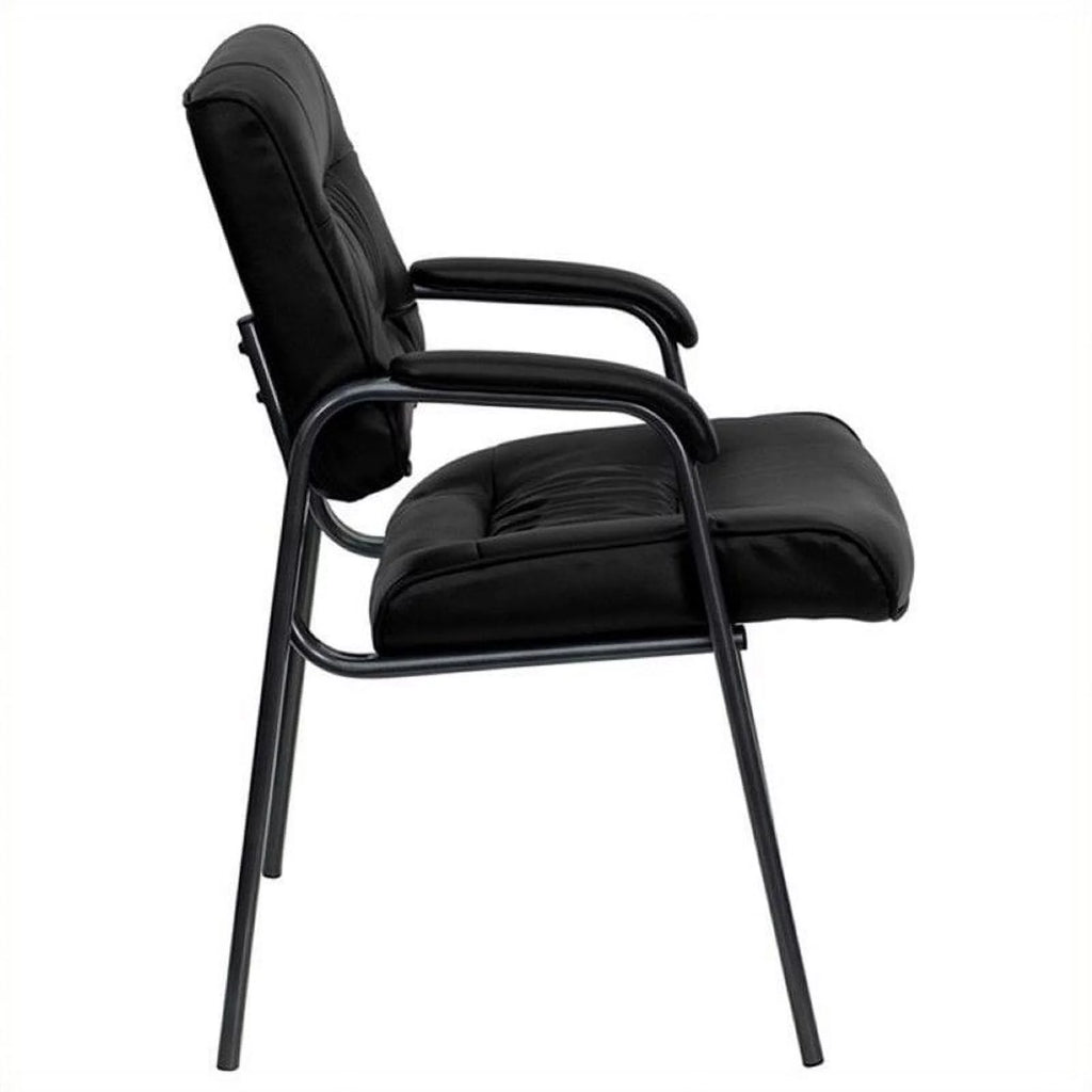 Black Leather Guest Chair with Titanium Frame R796643