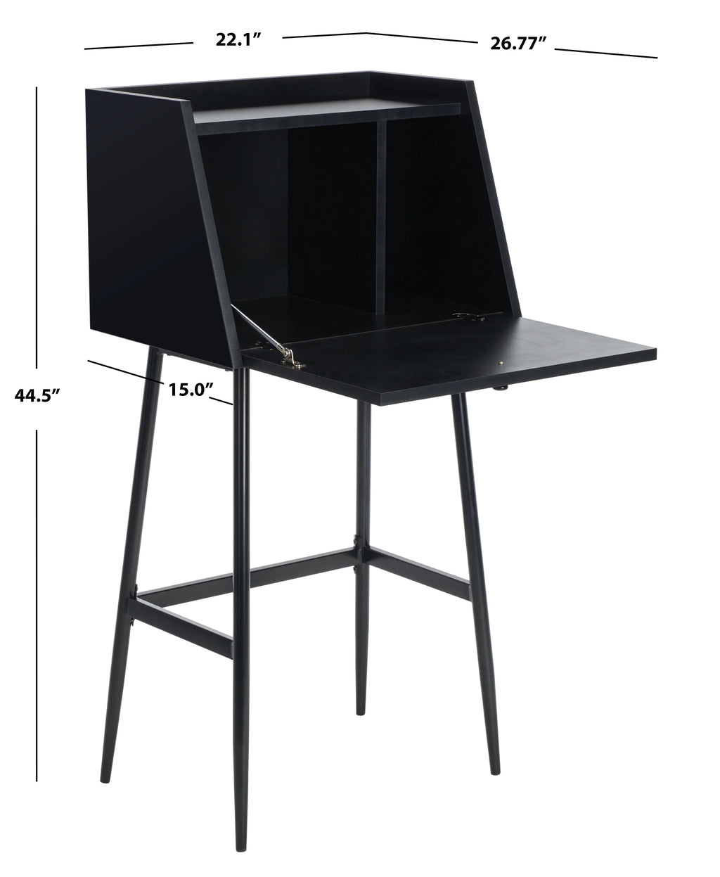 Black Modern Secretary Writing Desk L3444