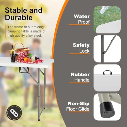 White 4ft Plastic Folding Table J65867