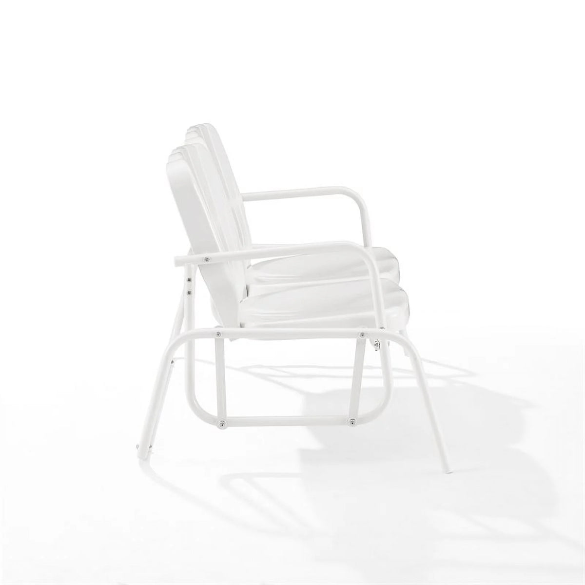 Metal Outdoor Loveseat Glider in White J4537
