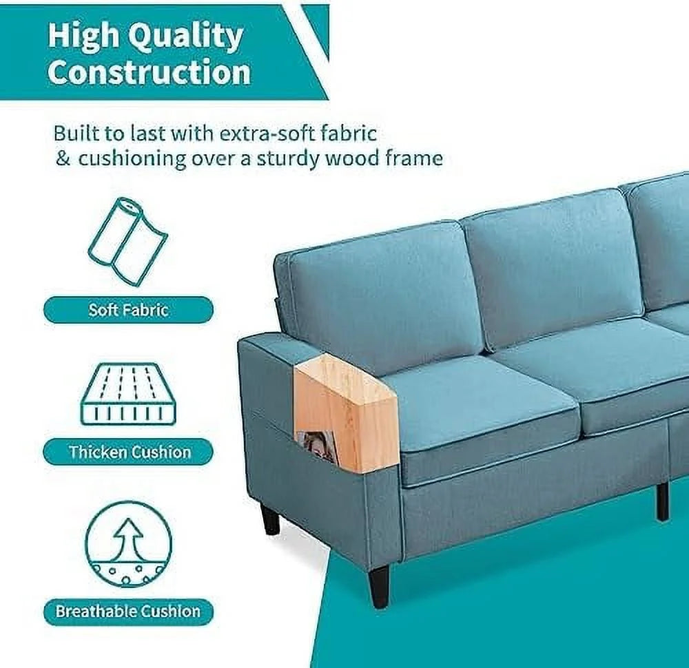 Convertible Sectional Sofa L Shaped Couch with Reversible Ottoman V542