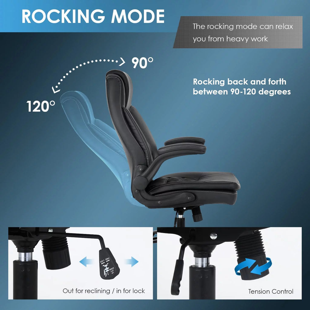Black Ergonomic High Back PU Leather Office Chair with Lumbar Support V500105