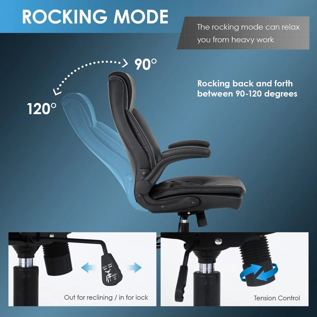 Black Ergonomic High Back PU Leather Office Chair with Lumbar Support V500105