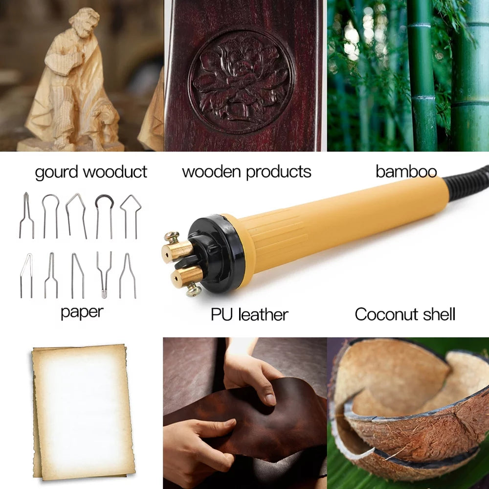 Wood Pyrography Pen Burning Tool Set Adjustable Temperature X502
