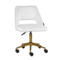 White Velvet Swivel Vanity Chair with Wheels N600238
