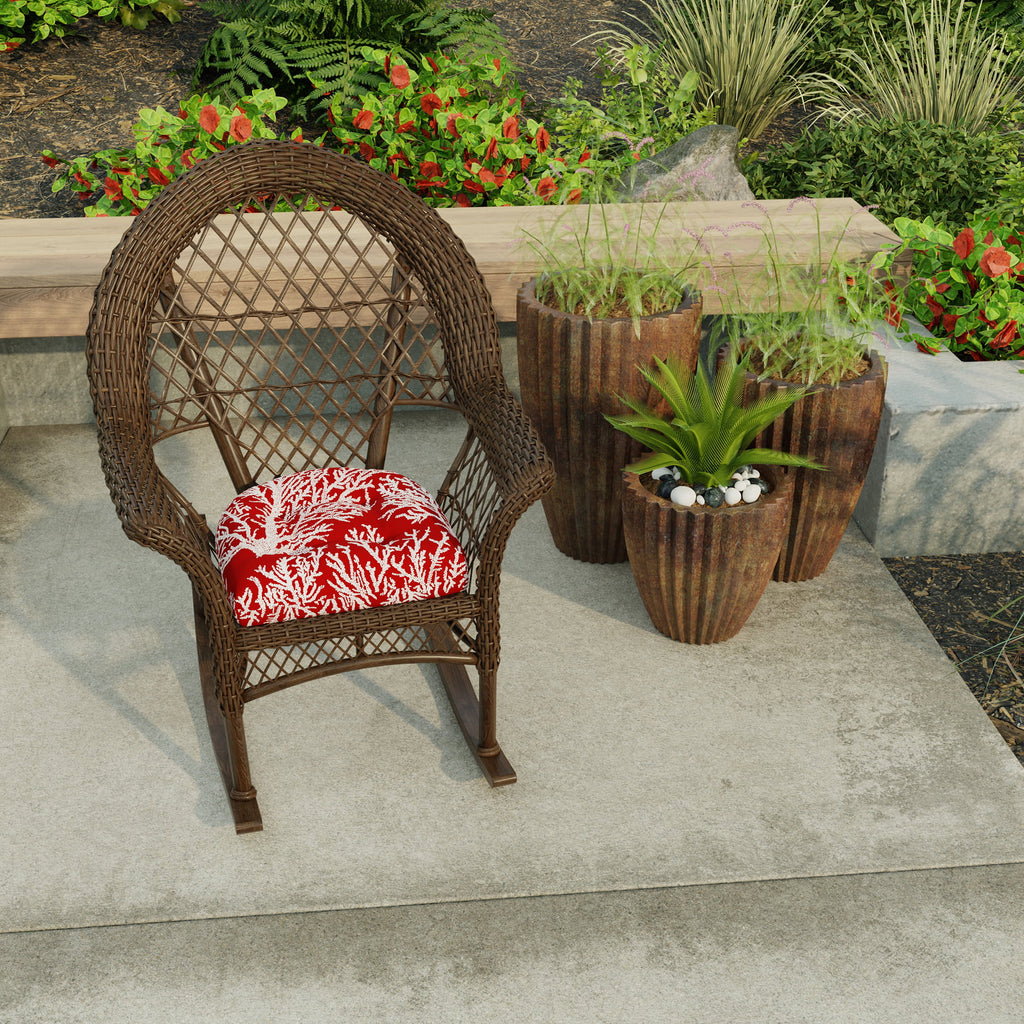 Red Square Tufted Outdoor Wicker Seat Cushion 2 Pack U989