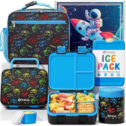 Bento Lunch Box with Thermos, 32OZ Snack Container, Insulated Bag, Food Jar, Ice Pack Set X26535