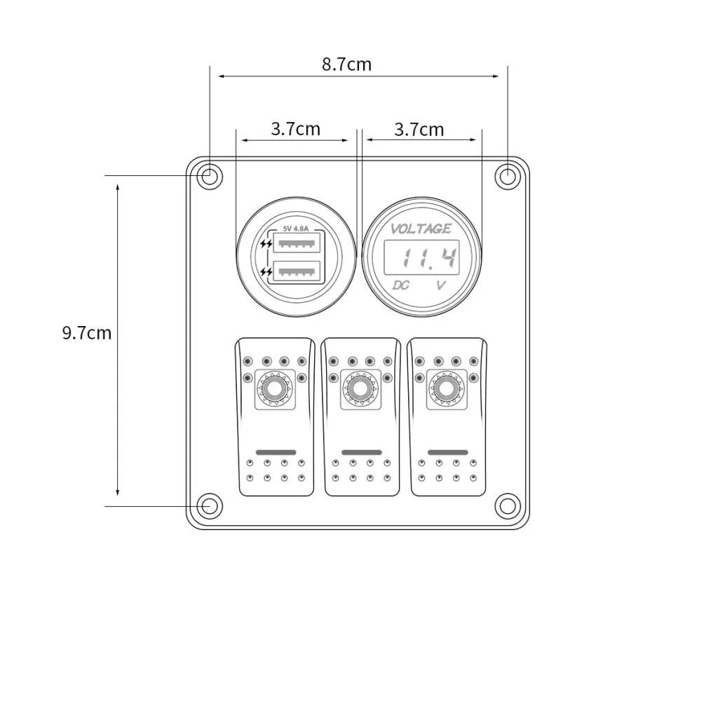 3 Gang Switch Panel with Digital Voltmeter X8871
