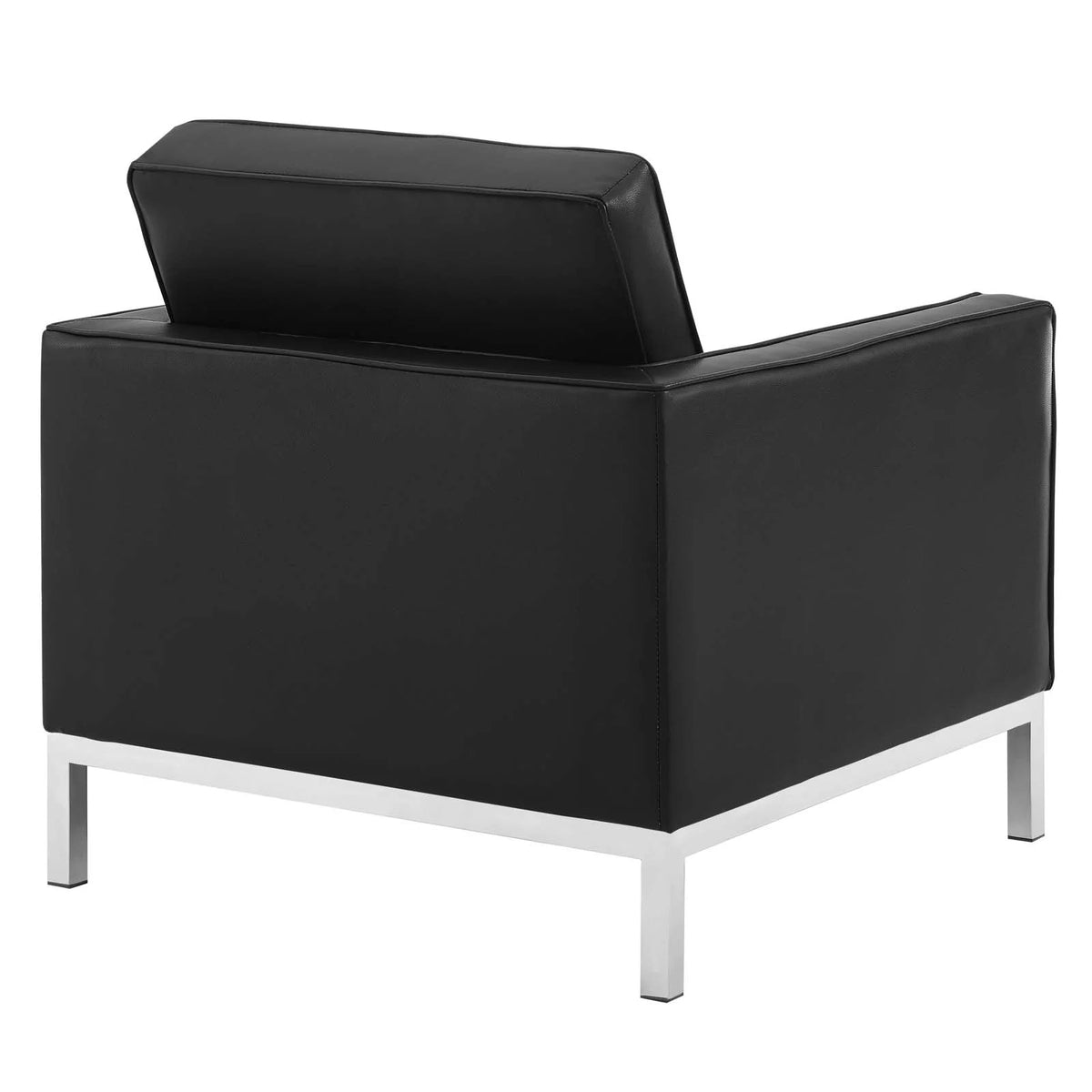 Silver Black Faux Leather Sofa and Armchair Set P5856