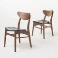 Mid Century Modern Wood Dining Chairs, Set of 2, Dark Brown and Walnut A815437