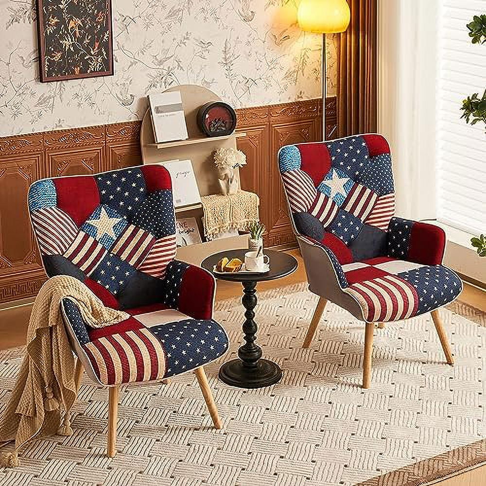 Accent Chair High Back Armchair Linen Fabric Solid Wood P8288