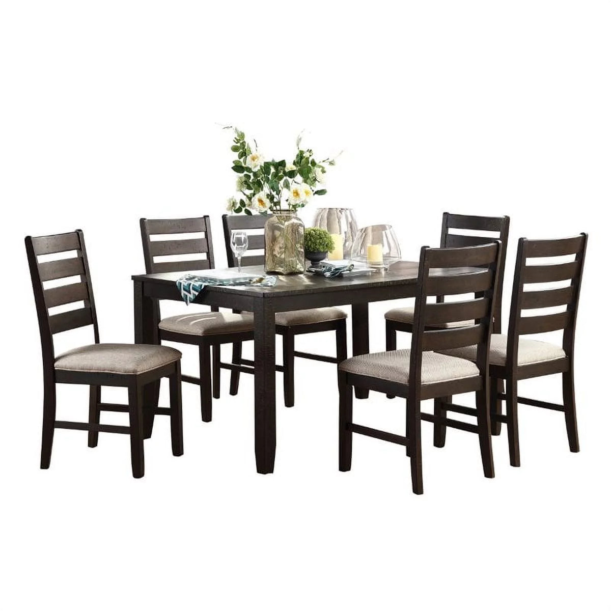 Brown 7 Piece Wood Dining Set A63351