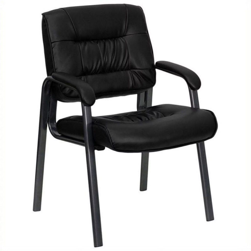 Black Leather Guest Chair with Titanium Frame R796643