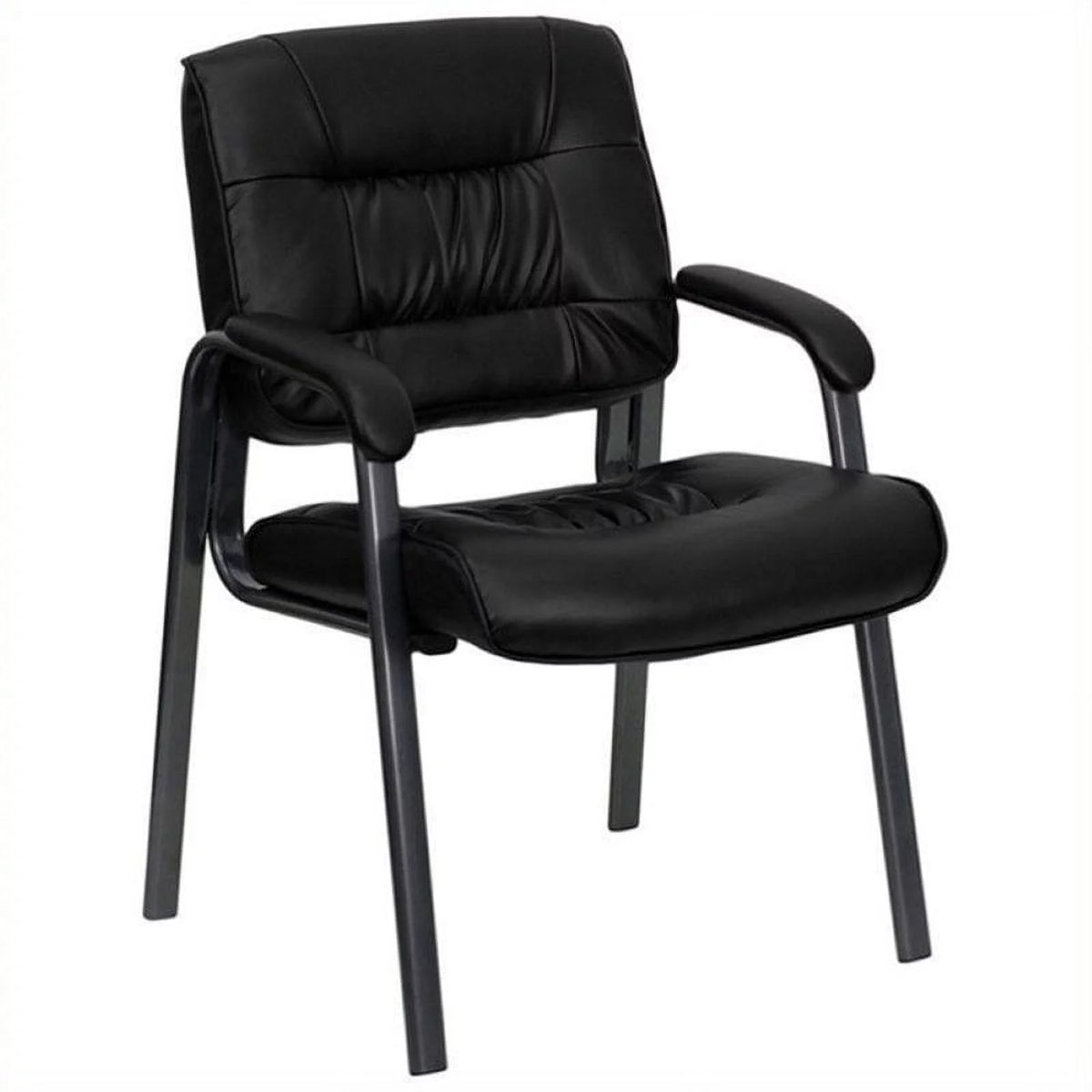 Black Leather Guest Chair with Titanium Frame R796643