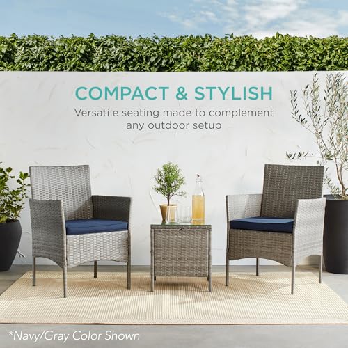 3-Piece Outdoor Wicker Bistro Set with Side Table K1912