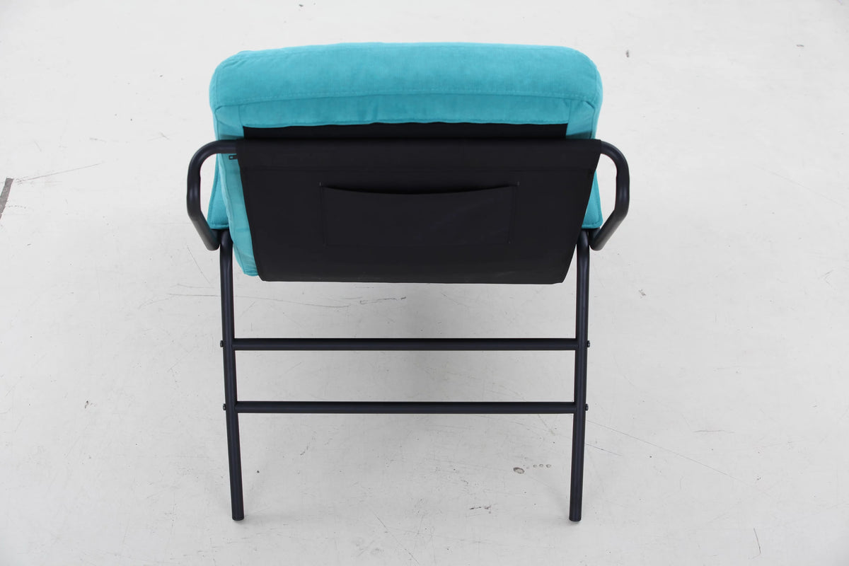 Turquoise Iron Arm Chair with Metal Legs R622