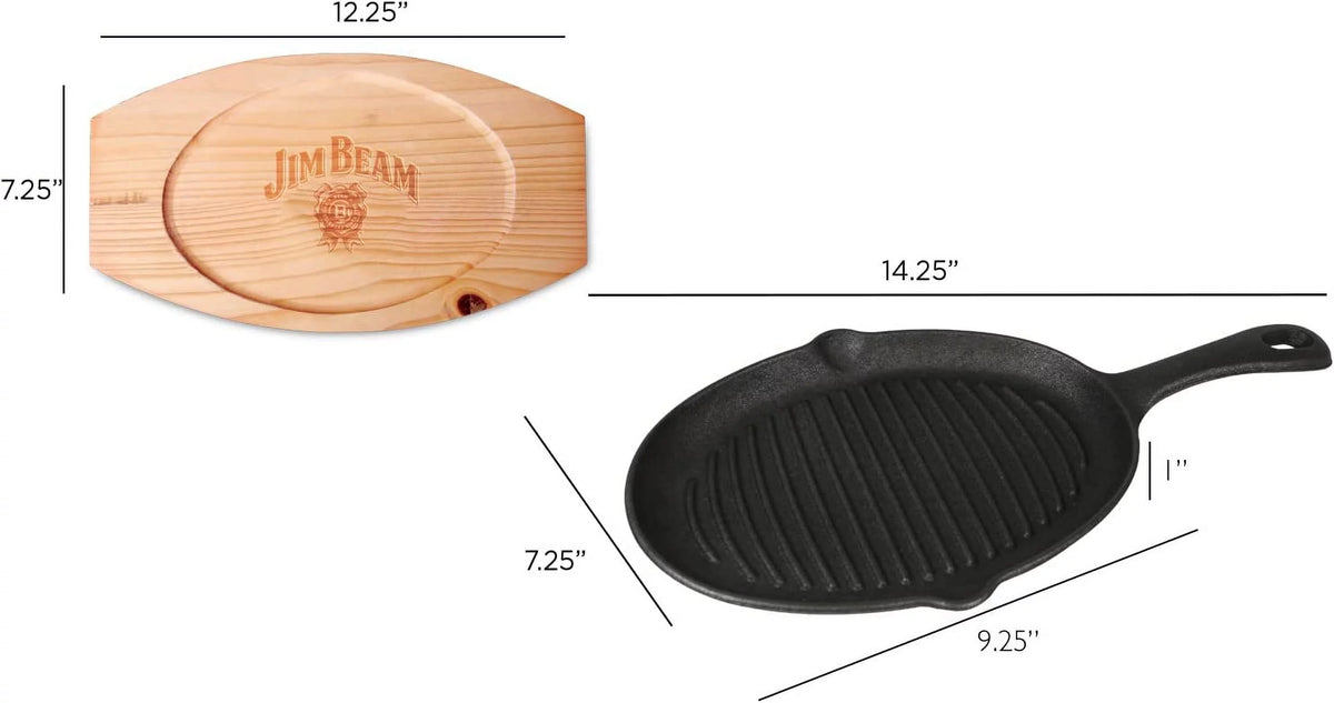 Cast Iron Skillet with Wooden Plate and Handle Cover P9387