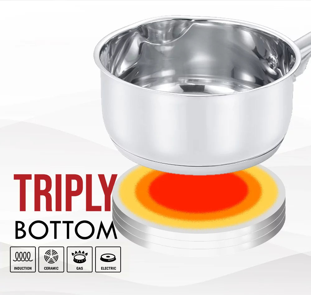 2 Quart Stainless Steel Saucepan with Vented Glass Lid T539