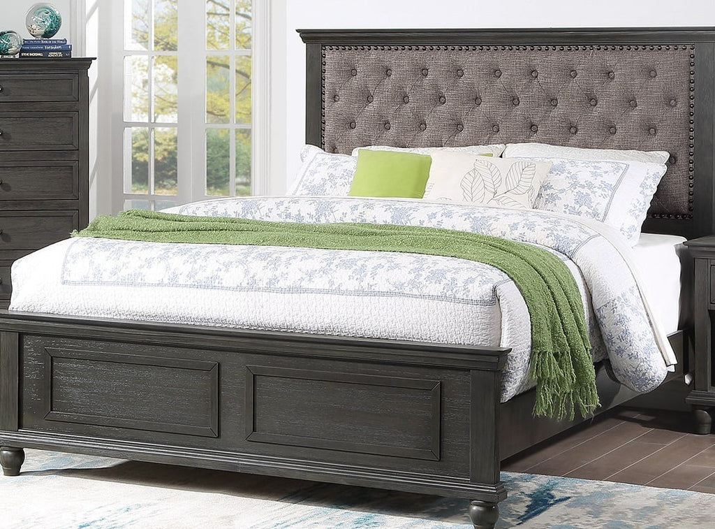 Gray 4pc Eastern King Size Bedroom Set with Dresser Mirror Nightstand K68067