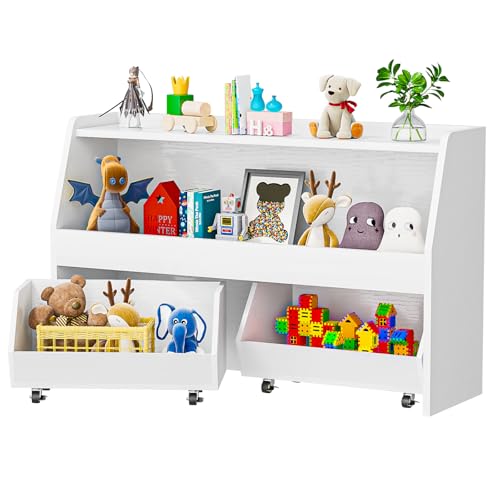 2 Tier Toy Storage Organizer with Movable Bins D703206