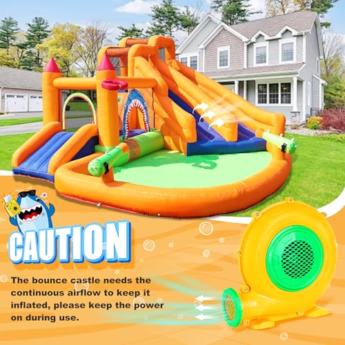 Inflatable Bounce House Triple Water Slide with Splash Pool and Air Blower H2562