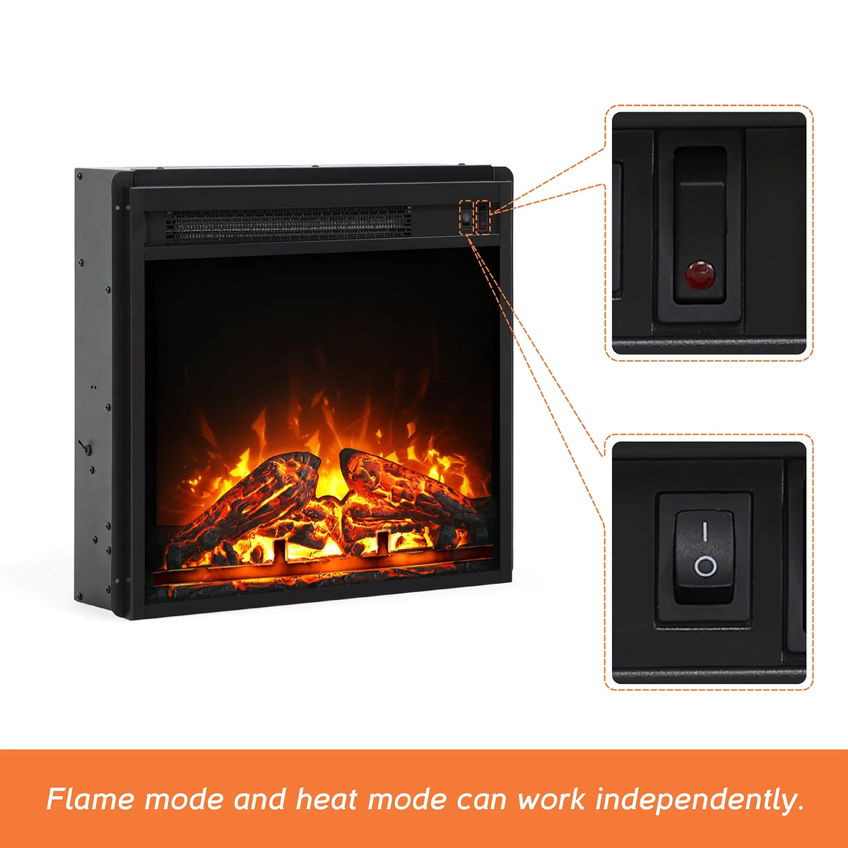 Black Fireplace TV Stand with LED Lights M6455