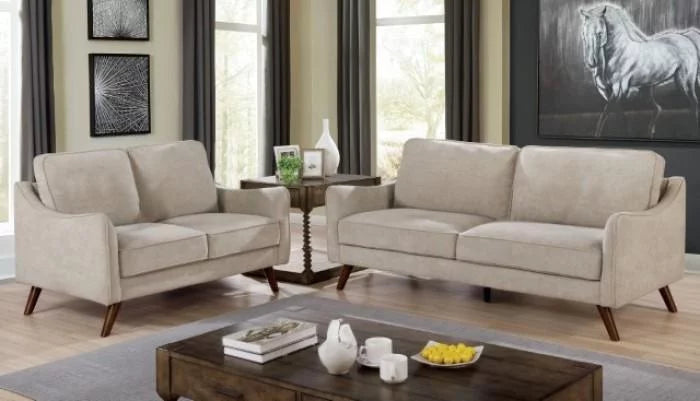 Light Gray Chenille Living Room Set 3pcs R98217