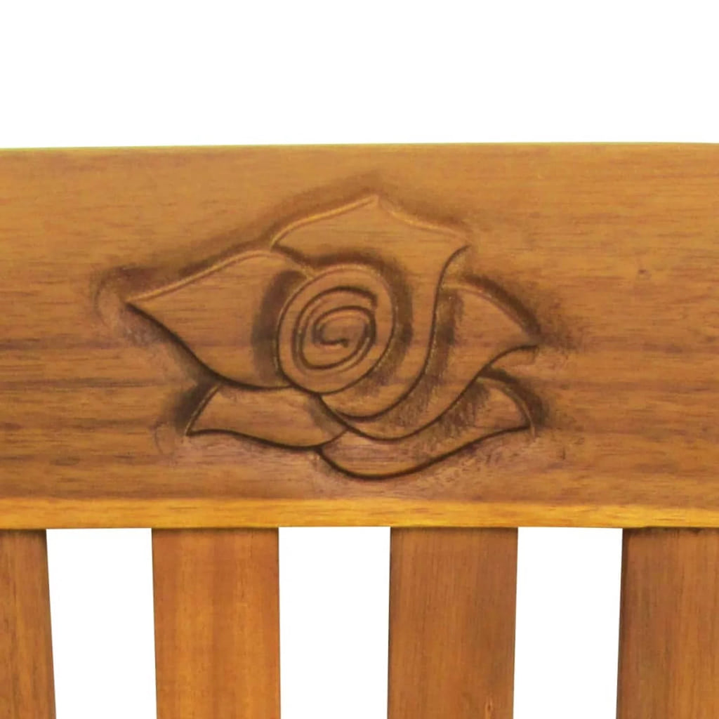 Acacia Wood Garden Bench with Red Seat Cushion G90063