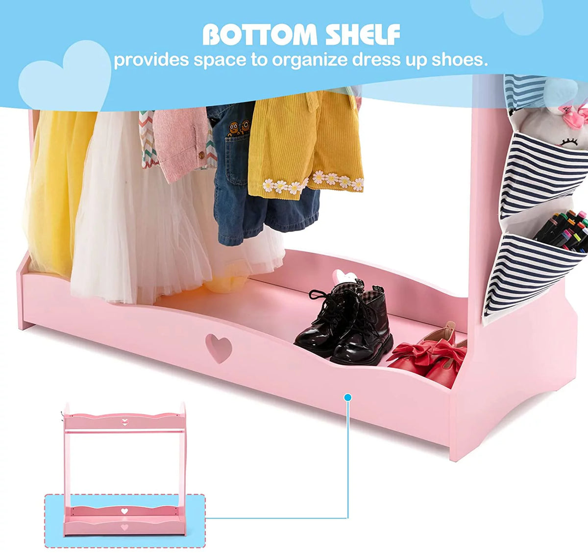 Kids Dress Up Storage Armoire Closet with Mirror A791