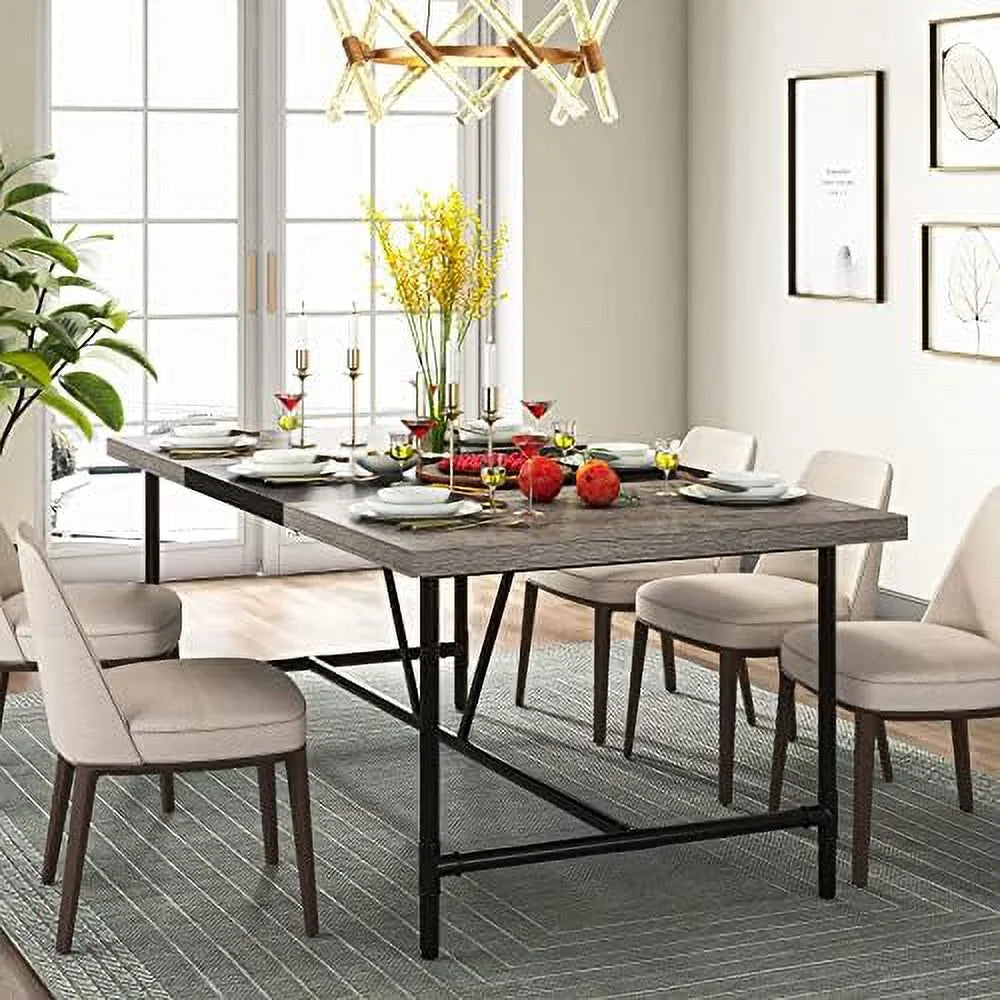 70.8 x 35.4 inch Large Dining Table with Tube Metal Frame U9755