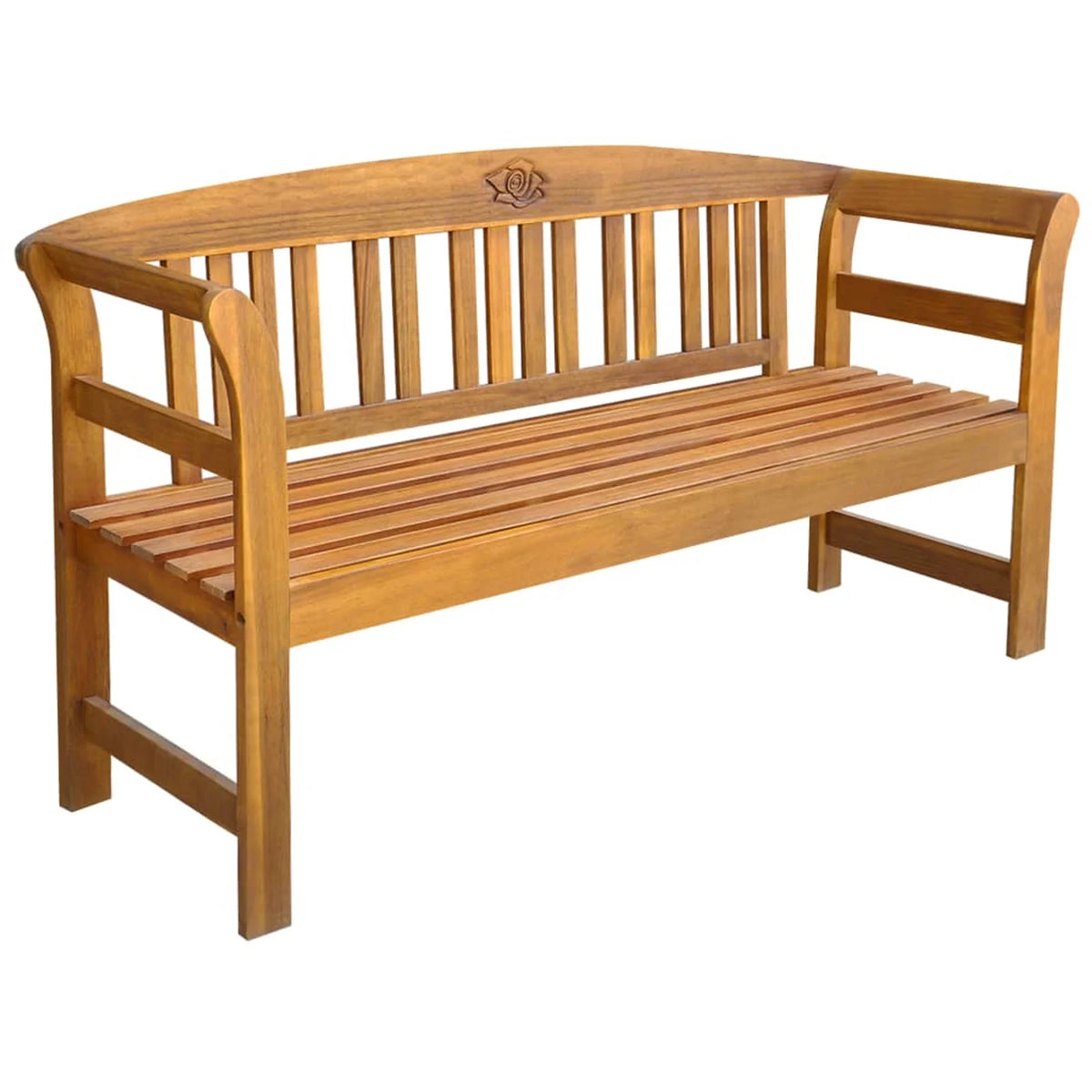 Acacia Wood Garden Bench with Red Seat Cushion G90063