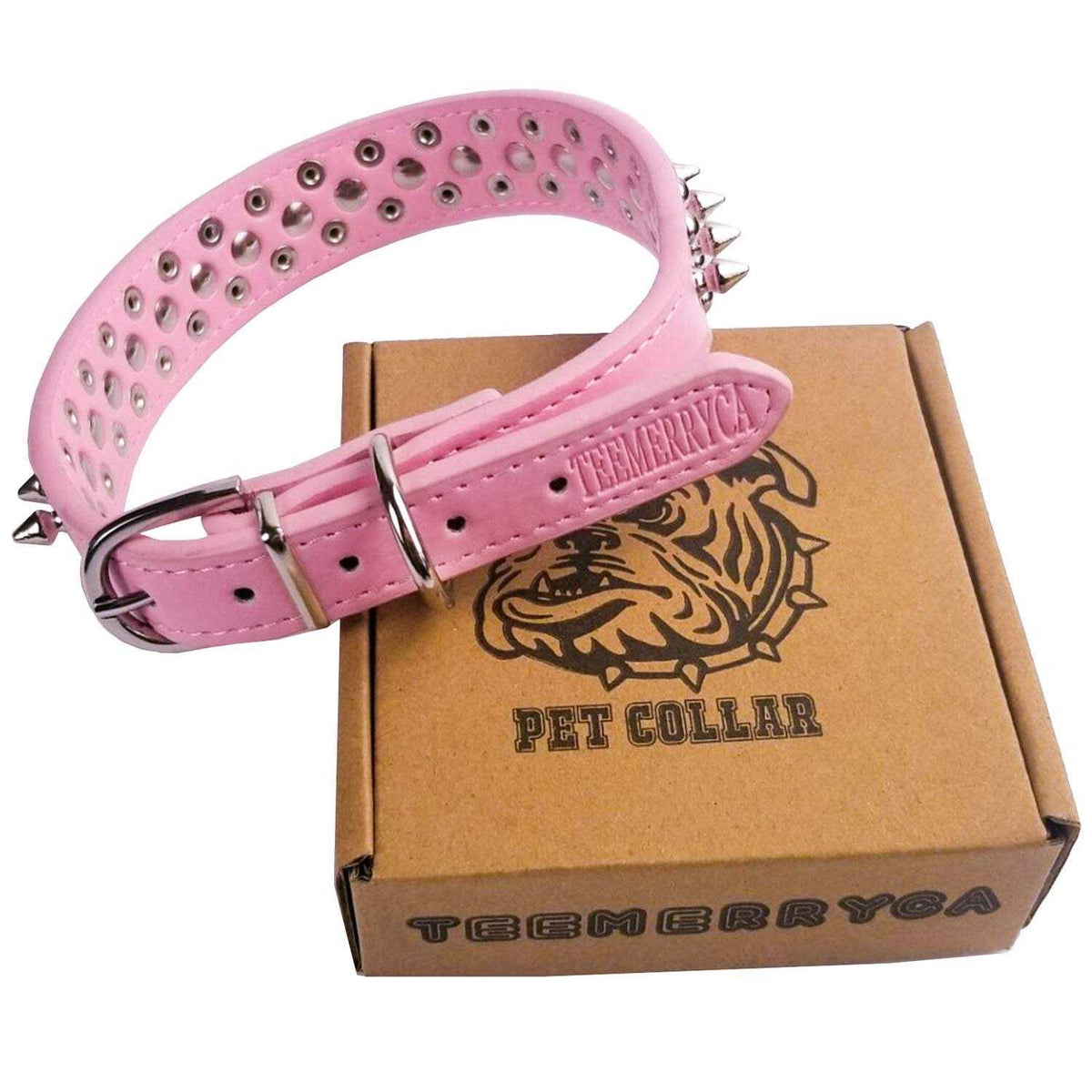 Adjustable Leather Spiked Studded Dog Collars J446