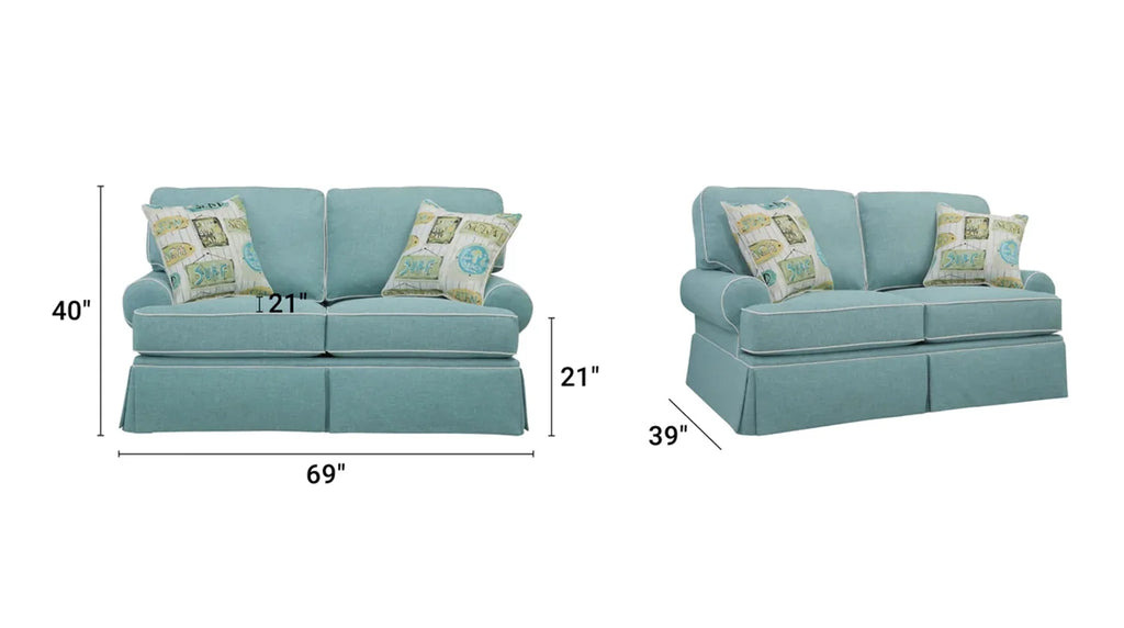Aqua Loveseat with Four Accent Pillows X3499