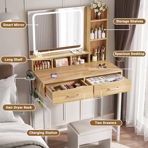 Black Vanity Desk with Mirror and Drawers I804