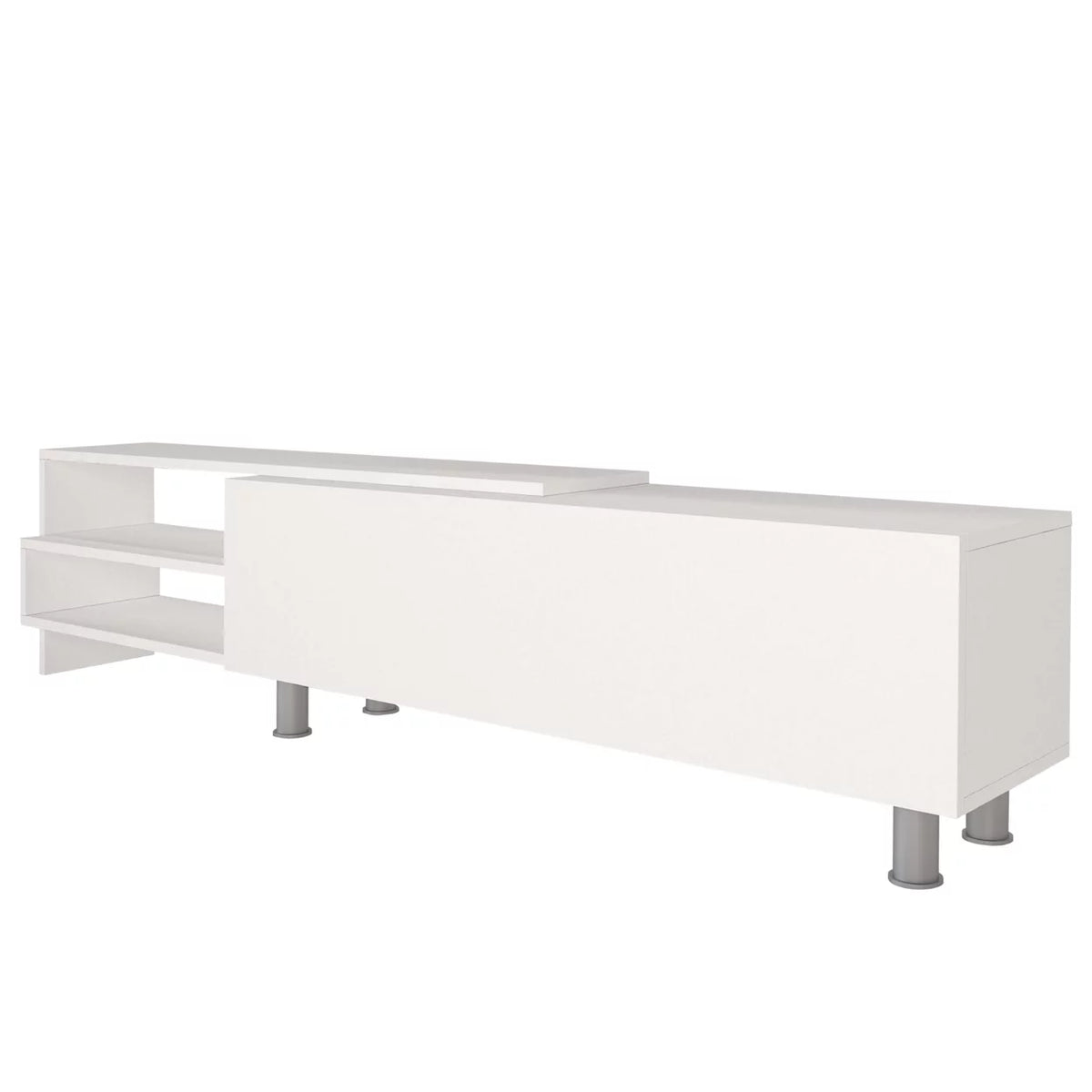 72 Inch White Wood TV Console with Storage 3 Piece Set R548