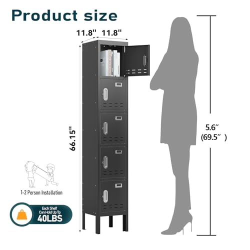 Metal Storage Locker with Door, Card Slot, 66" Height Steel Locker G612730