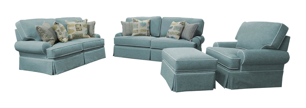 Aqua Loveseat with Four Accent Pillows X3499