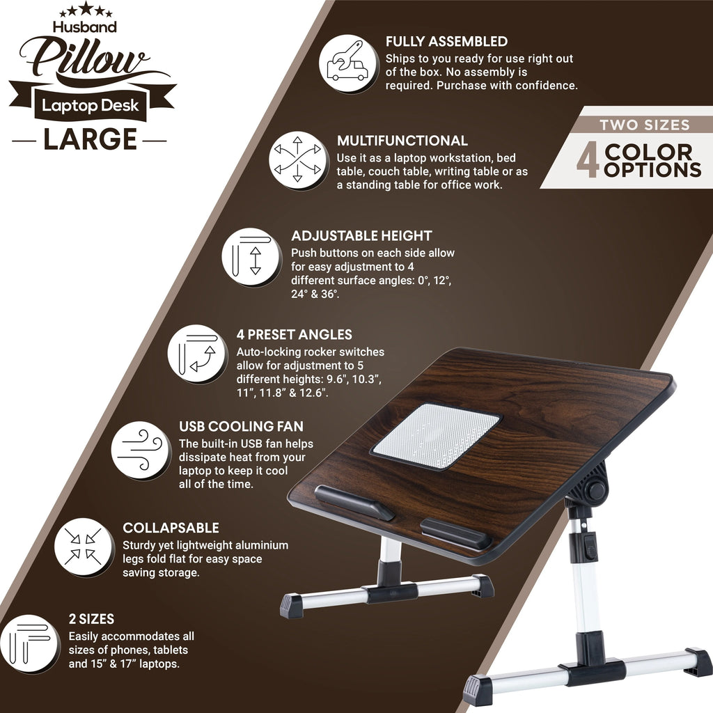 Brown Large Wood Top Lap Desk with Dual Cushion C47661