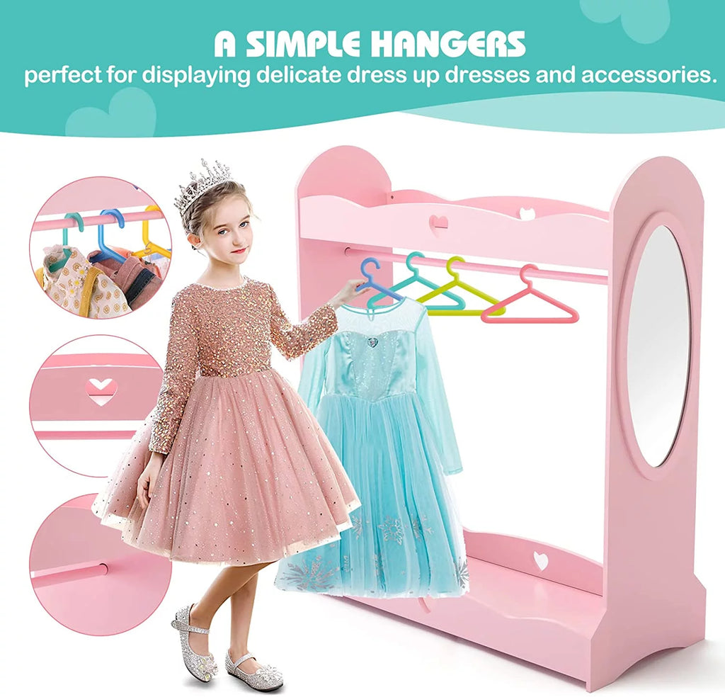 Kids Dress Up Storage Armoire Closet with Mirror A791