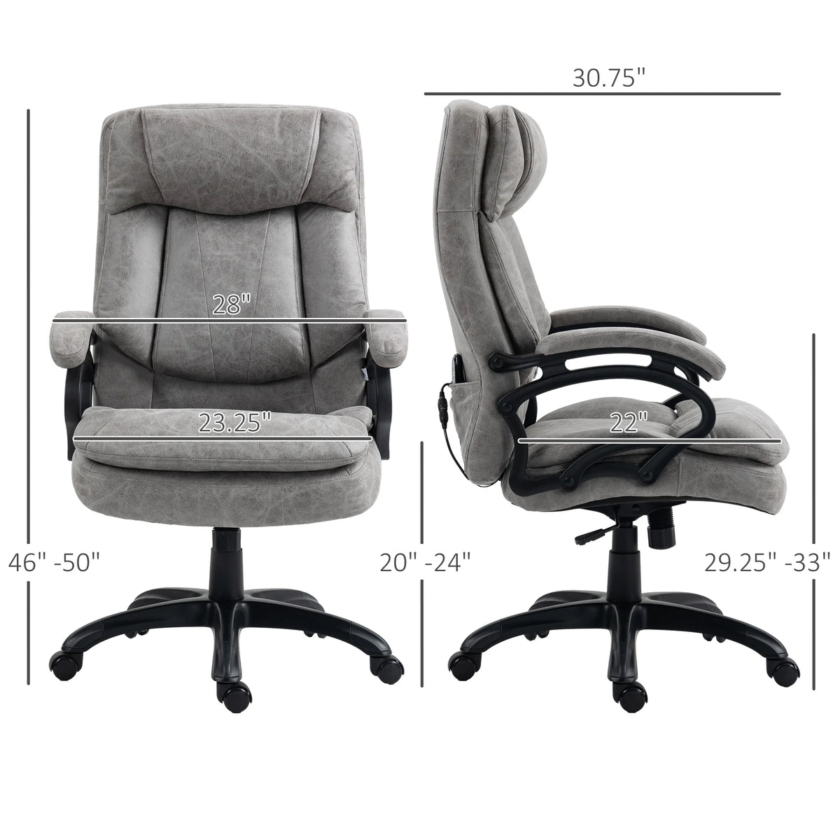 Gray Vibration Massage Office Chair with Heat V8971