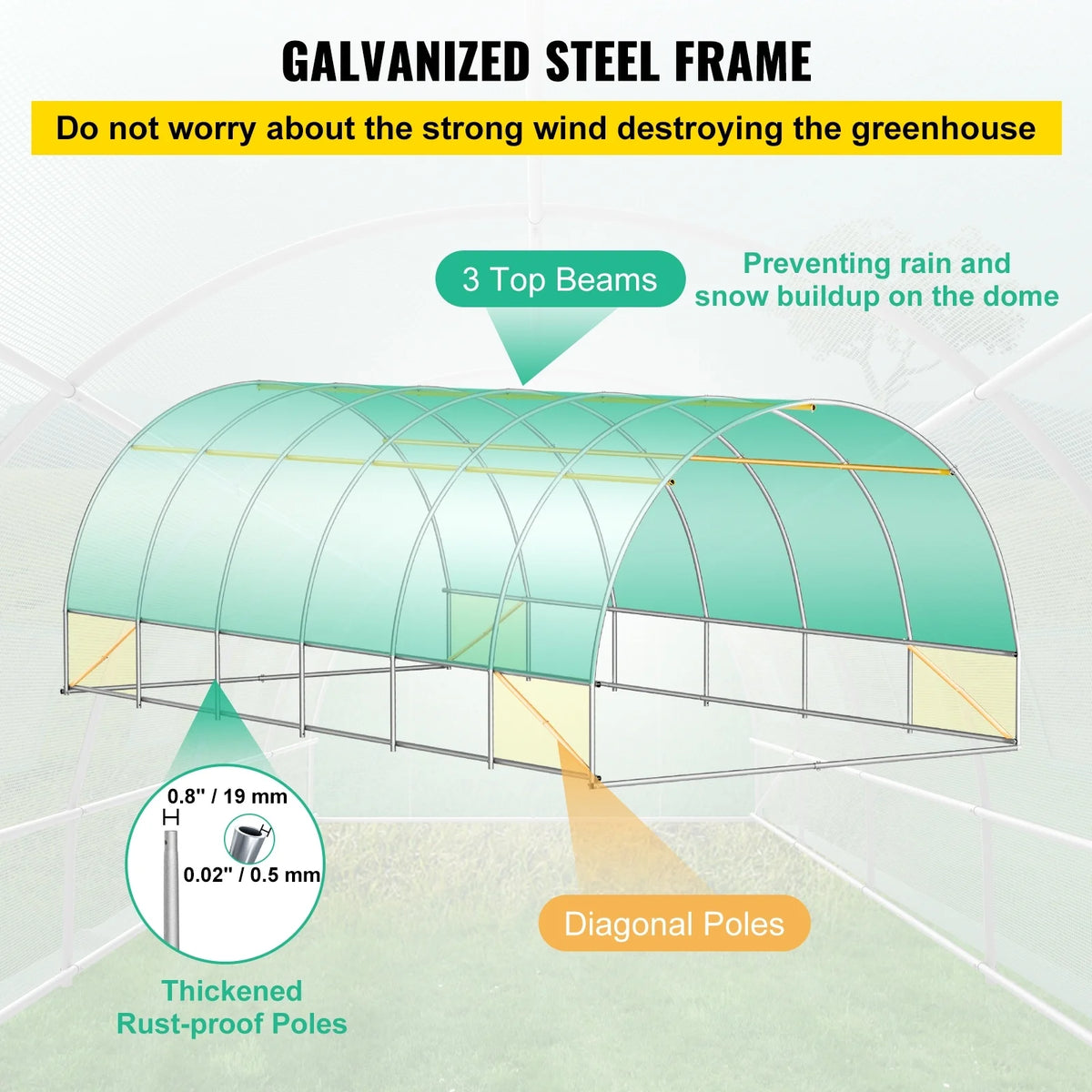 Walk-in Greenhouse Galvanized Frame Y232159